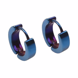 Unisex Hoop Earrings Gold Silver Color Colorful Round Ear Rings For Women Men Ear Clips European Hoops Earring - blue
