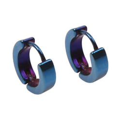 Unisex Hoop Earrings Gold Silver Color Colorful Round Ear Rings For Women Men Ear Clips European Hoops Earring - blue