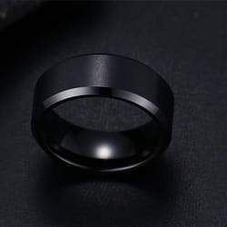 8mm Titanium Steel Band Wedding Engagement Jewelry Black Men&apos;s Ring Fashion Party Ring Jewelry - black, 8