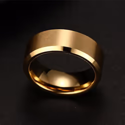 8mm Titanium Steel Band Wedding Engagement Jewelry Black Men's Ring Fashion Party Ring Jewelry - gold, 10