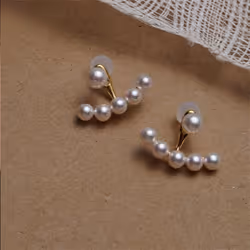 Chic Imitation Pearl Geometric Fan Shaped Elegant Stud Earrings For Women Girls Jewelry Party Asseccoires
