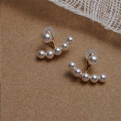 Chic Imitation Pearl Geometric Fan Shaped Elegant Stud Earrings For Women Girls Jewelry Party Asseccoires