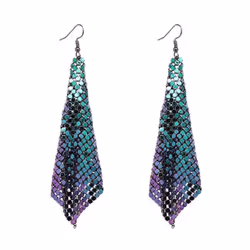 Glamour Fashion Tassel Earrings Metallic Sequins Long Large Pendant Women&apos;s Jewelry - multicolor