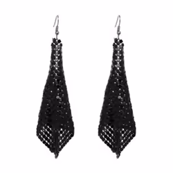 Glamour Fashion Tassel Earrings Metallic Sequins Long Large Pendant Women's Jewelry - black