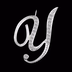 Gifts Rhinestone Letter Crystal Pins Jewelry Letter Alphabetical English Brooch Brooches - Y