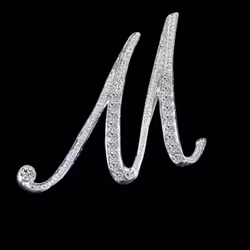 Gifts Rhinestone Letter Crystal Pins Jewelry Letter Alphabetical English Brooch Brooches - M