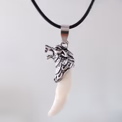 Boho Style Wolf Tooth Pendant Couple Necklace Men's Wolf Tooth Necklace