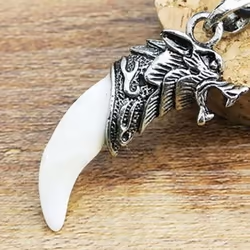 Boho Style Wolf Tooth Pendant Couple Necklace Men&apos;s Wolf Tooth Necklace