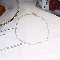 Pearl Clavicle Chain Necklace Beads Choker Neck Chain Goth Chocker Jewelry On The Neck Pendant Collar Women - gold