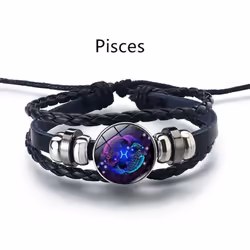 12 Constellation Luminous Weave Leather Bracelet Charm Bracelet Men Women Fashion Multilayer Zodiac Signs Bracelet Birthday G ...