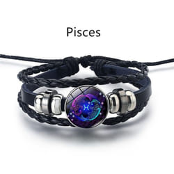 12 Constellation Luminous Weave Leather Bracelet Charm Bracelet Men Women Fashion Multilayer Zodiac Signs Bracelet Birthday Gifts - Pisces