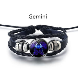 12 Constellation Luminous Weave Leather Bracelet Charm Bracelet Men Women Fashion Multilayer Zodiac Signs Bracelet Birthday Gifts - Gemini