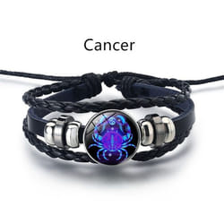 12 Constellation Luminous Weave Leather Bracelet Charm Bracelet Men Women Fashion Multilayer Zodiac Signs Bracelet Birthday Gifts - Cancer