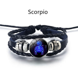 12 Constellation Luminous Weave Leather Bracelet Charm Bracelet Men Women Fashion Multilayer Zodiac Signs Bracelet Birthday Gifts - Scorpio