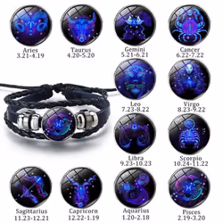 12 Constellation Luminous Weave Leather Bracelet Charm Bracelet Men Women Fashion Multilayer Zodiac Signs Bracelet Birthday Gifts - Scorpio