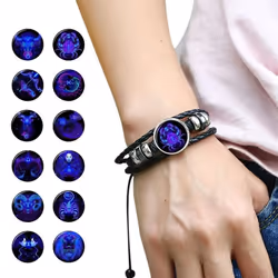 12 Constellation Luminous Weave Leather Bracelet Charm Bracelet Men Women Fashion Multilayer Zodiac Signs Bracelet Birthday Gifts - Scorpio