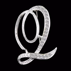 Gifts Rhinestone Letter Crystal Pins Jewelry Letter Alphabetical English Brooch Brooches - Q