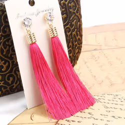 Bohemian Tassel Earring Black White Blue Red Silk Fabric Long Drop Dangle Earrings For Women Jewelry - multicolor