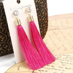 Bohemian Tassel Earring Black White Blue Red Silk Fabric Long Drop Dangle Earrings For Women Jewelry - persian rose