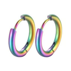 1 Pair Hoop Earrings Stainless Steel Geometric Elegant Polished Color Metal Circle Earrings - multicolor, 18mm
