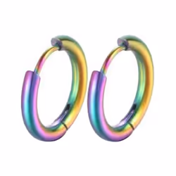 1 Pair Hoop Earrings Stainless Steel Geometric Elegant Polished Color Metal Circle Earrings - multicolor, 20mm