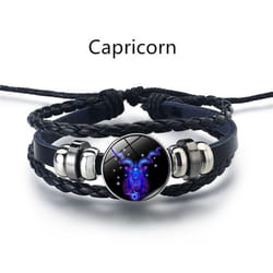 12 Constellation Luminous Weave Leather Bracelet Charm Bracelet Men Women Fashion Multilayer Zodiac Signs Bracelet Birthday Gifts - Capricornus