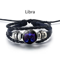 12 Constellation Luminous Weave Leather Bracelet Charm Bracelet Men Women Fashion Multilayer Zodiac Signs Bracelet Birthday Gifts - Libra