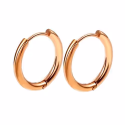 1 Pair Hoop Earrings Stainless Steel Geometric Elegant Polished Color Metal Circle Earrings - rose gold, 20mm