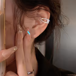 Fashion Zircon Hairpin Ear Cuff No Piercing Earring 2023 Trendy Punk Unique Metal Geometric Ear Clip For Women Jewelry - silver, 1PC