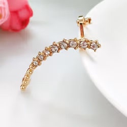 Rhinestones Ear Clip Ear Bone Earrings Clips Piercing Single Earring For Women Fashion Jewelry Accessories - gold, Right Ear