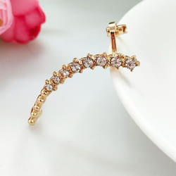 Rhinestones Ear Clip Ear Bone Earrings Clips Piercing Single Earring For Women Fashion Jewelry Accessories - gold, Right Ear