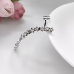 Rhinestones Ear Clip Ear Bone Earrings Clips Piercing Single Earring For Women Fashion Jewelry Accessories - silver, Right Ea ...