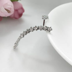 Rhinestones Ear Clip Ear Bone Earrings Clips Piercing Single Earring For Women Fashion Jewelry Accessories - silver, Right Ear