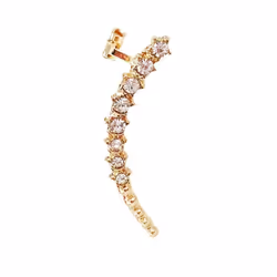 Rhinestones Ear Clip Ear Bone Earrings Clips Piercing Single Earring For Women Fashion Jewelry Accessories - silver, Right Ear