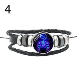 12 Punk Constellations Charm Unisex Multilayer Faux Braided Bracelet Leather - 4#