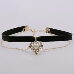 Vintage Black Love Heart Pendant Necklace For Women Gifts