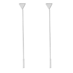 Women Geometric Triangle Stud Earrings Long Tassel Party Jewelry Gift - silver