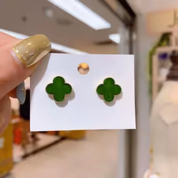 Four-leaf Clover Earrings Dongdaemun Net Red Temperament Small And Simple All-match Fashion Earrings Women Earrings - green