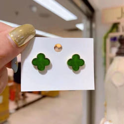 Four-leaf Clover Earrings Dongdaemun Net Red Temperament Small And Simple All-match Fashion Earrings Women Earrings - green