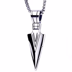 Men Arrowhead Necklace Stainless Steel Vintage Fashionable Polished Finish Unique Pendant Necklace - silver, Silver