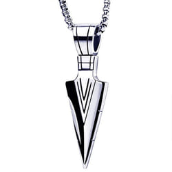 Men Arrowhead Necklace Stainless Steel Vintage Fashionable Polished Finish Unique Pendant Necklace - silver, Silver