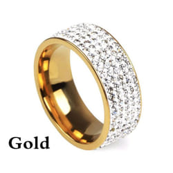 1pc Gift Jewelry Steel Ring Bling Titanium Accessories Lover Engagement Couple - gold, 7