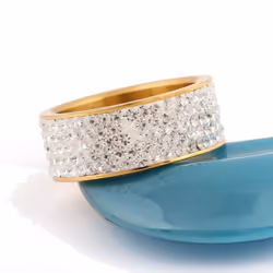 1pc Gift Jewelry Steel Ring Bling Titanium Accessories Lover Engagement Couple - gold, 7