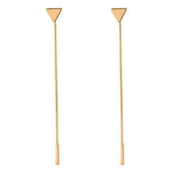 Women Geometric Triangle Stud Earrings Long Tassel Party Jewelry Gift - golden