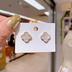 Four-leaf Clover Earrings Dongdaemun Net Red Temperament Small And Simple All-match Fashion Earrings Women Earrings - white