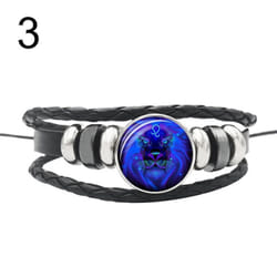 12 Punk Constellations Charm Unisex Multilayer Faux Braided Bracelet Leather - 3#