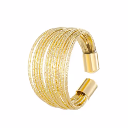Light Luxury Multi Layered Open Ring Flexible Flash Metal Wire Ring For Women - gold, 1 pcs-ring