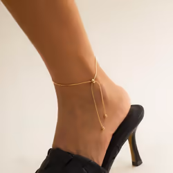 Adjustable Chain Anklet Bracelet For Women Vintage Fashion Simple Thin Chain Anklet Female Foot Beach Jewelry Gift - silver