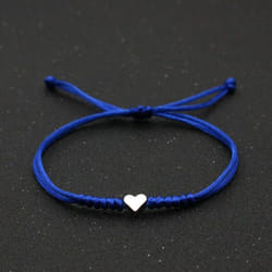 Love Heart Charm Bracelet Women Men Lovers&apos; Wish Good Lucky Red String Braided Adjustable Couple Bracelets Friendship Jewelry - blue