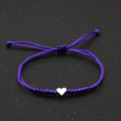 Love Heart Charm Bracelet Women Men Lovers&apos; Wish Good Lucky Red String Braided Adjustable Couple Bracelets Friendship Jewelry - purple